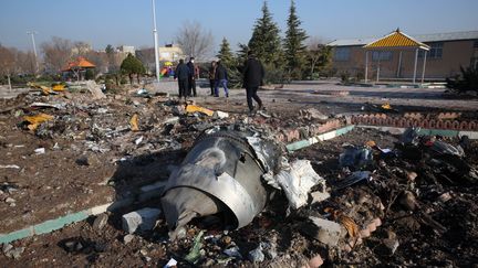 Les débris de l'avion de ligne ukrainien qui s'est écrasé avec 176 personne à bord, le 8 janvier 2020 près de Téhéran (Iran). (AFP)