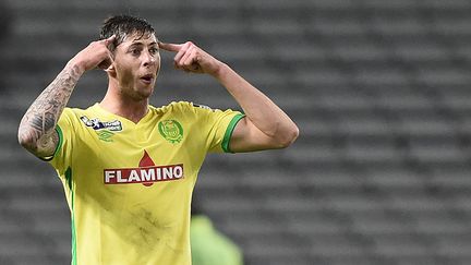 Le footballeur argentin Emilia Sala lors d'un match entre Nantes et Montpellier, au stade la Beaujoire, à Nantes, le 13 décembre 2016. (JEAN-SEBASTIEN EVRARD / AFP)