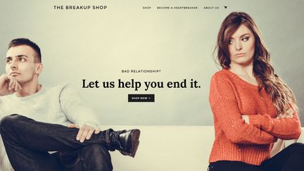 Capture d'écran du site internet "The Breakup Shop", le site qui propose de rompre à votre place. (THE BREAKUP SHOP)