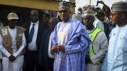 Le président du Nigeria, Muhammadu Buhari, s'apprête à voter dans sa ville natale de Daura, dans le nord-ouest du Nigeria, le 23 février 2019.&nbsp; (PIUS UTOMI EKPEI / AFP)