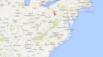 Deux puits de gaz de schiste ont br&ucirc;l&eacute; pendant une semaine apr&egrave;s une explosion inexpliqu&eacute;e,&nbsp;&agrave; Dunkard, en Pennsylvanie, dans l'est des Etats-Unis. ( GOOGLE MAPS / FRANCETV INFO )