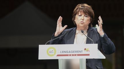 Martine Aubry à Lomme, dans le Nord, lors de l'Université de l'Engagement du PS. (DENIS CHARLET / AFP)