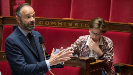 Le Premier ministre, Edouard Philippe, s'exprime à l'Assemblée nationale, le 21 avril 2020. (JACQUES WITT / AFP)