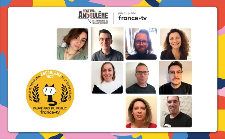 Les neuf membres du jury du prix du Public France Télévisions 2023 pour le festival BD d'Angoulême.&nbsp; (France Télévisions)