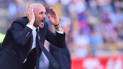 Luciano Spaletti sur le banc de l'AS Rome en avril 2017. (GIUSEPPE CACACE / AFP)