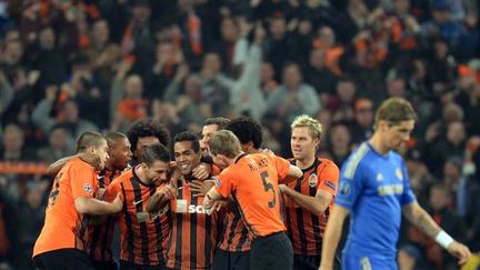 Les joueurs du Shakhtar Donetsk, heureux après l'ouverture du score