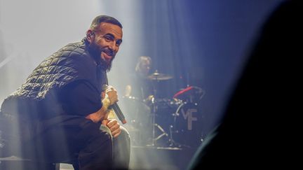 Le rappeur Médine en concert au Havre, le 11 mars 2023. (JULIE DESBOIS / MAXPPP)