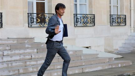 Nicolas Hulot quitte le palais de l'Elysée le 14 septembre 2017. (LUDOVIC MARIN / AFP)