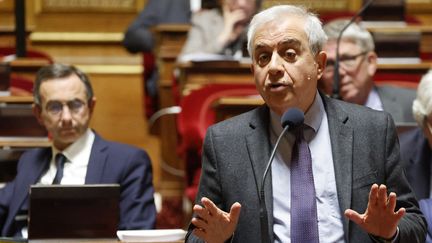 Senator Roger Karoutchi during a debate in the upper house of Parliament, November 7, 2023. (LUDOVIC MARIN / AFP)