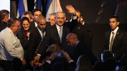 Le Premier ministre sortant, Benyamin N&eacute;tanyahou, le 17 mars 2015, &agrave; Tel-Aviv (Isra&euml;l). (JACK GUEZ / AFP)