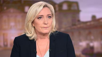 Marine Le Pen, le 12 avril 2022. (JULIEN DE ROSA / AFP)