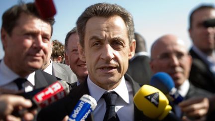 Nicolas Sarkozy &agrave; Nice, le 9 mars 2012.&nbsp; (LIONEL BONAVENTURE / AFP)