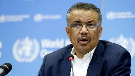 Le directeur général de l'OMS, Tedros Adhanom Ghebreyesus, lors de la conférence de presse sur le coronavirus chinois, le 22 janvier 2020. (PIERRE ALBOUY / AFP)