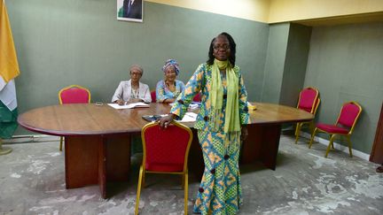 Mariatou&nbsp;Guiehoa, la présidente du&nbsp;Réseau des femmes syndicalistes de Côte d'Ivoire, le 22 février 2018 à Abidjan (Côte d'Ivoire). (ISSOUF SANOGO / AFP)