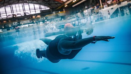 La piscine Georges Vallerey dans le 20e arrondissement de Paris, se prépare actuellement pour les JO 2024. (LUCAS BARIOULET / AFP)