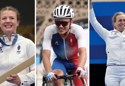 Camille Jedrzejewski, Valentin Madouas et Lisa Barbelin. (AFP)