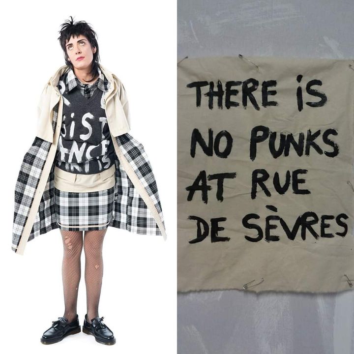 Collection Naco Paris automne-hiver 2020-21 (Nathalie Sauvegrain aka Natydred / et slogan peint sur toile : Naco Paris)