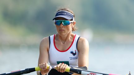 Nathalie Benoit a remporté&nbsp;la médaille de bronze lors de la finale A de&nbsp;skiff PR1W1x.&nbsp; (ERIC MARIE_MEDIASAVIRON / MAXPPP)