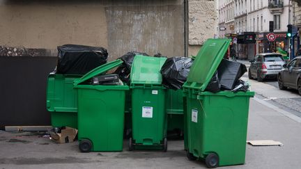 Depuis plusieurs jours, le ramassage des poubelles n'est pas effectué dans plusieurs arrondissements de Paris, en raison de l'arrêt des incinérateurs et d'une grève des éboueurs, le 3 fevrier 2020. (RICCARDO MILANI / HANS LUCAS / AFP)