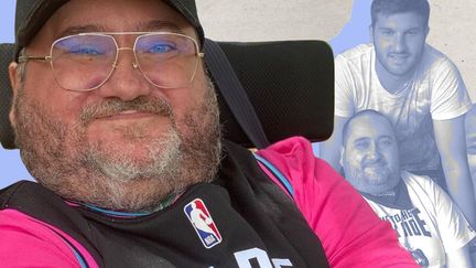 Philousports,&nbsp;figure de Twitter, mort&nbsp;le 19 juin 2021. A droite, on peut le voir en compagnie du footballeur André-Pierre Gignac. (JESSICA KOMGUEN / FRANCEINFO)