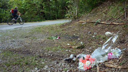 C'est sur cette route de la Combe d'Ire (Haute-Savoie) que la famille Al-Hilli et le cycliste Sylvain Mollier ont &eacute;t&eacute; abattus, le 5 septembre 2012. (PHILIPPE DESMAZES / AFP)