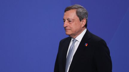 Le premier ministre&nbsp;Mario Draghi, le 29 juin 2022, à Madrid.&nbsp;&nbsp; (JAKUB PORZYCKI / NURPHOTO / AFP)