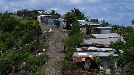 Le bidonville de Mavadzani, sur les hauteurs de Koungou (Mayotte), le 8 décembre 2023. (MIGUEL MEDINA / AFP)