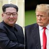 Assemblage de deux photos, créé le 24 mai 2018. A gauche, le dirigeant nord-coréen Kim Jong-un, le 3 mai 2018 dans un lieu non précisé ; à droite, le président américain Donald Trump, le 23 mai 2018 à Washington.&nbsp; (AFP)