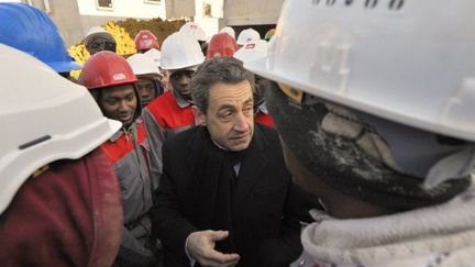 Nicolas Sarkozy à Mennecy (2 février 2012) (PHILIPPE WOJAZER / POOL / AFP)