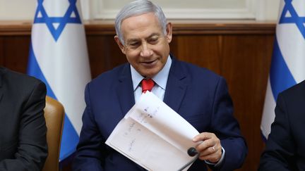 Le Premier ministre israélien&nbsp;Benyamin Nétanyahou&nbsp;à Jérusalem, le 12 mai 2019. (GALI TIBBON / POOL)