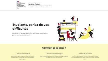 Capture d'écran du site gouvernemental Santé Psy Etudiant, qui a été mis en ligne le 10 mars 2021. (SANTEPSY.ETUDIANT.GOUV.FR)