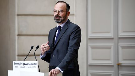 Le Premier ministre Edouard Philippe lors du compte-rendu du conseil des ministres qui s'est tenu à Paris le 15 janvier 2020. (BENOIT TESSIER / POOL / AFP)