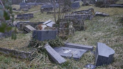 &nbsp; (250 tombes ont été profanées au cimetière juif de Sarre-Union (Bas-Rhin) © Reuters-Vincent Kessler)