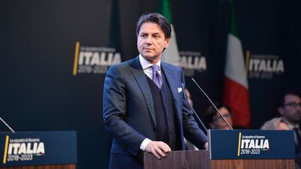 Giuseppe Conte, du Mouvement 5 étoiles, à Rome (Italie), le 4 mars 2018. (SILVIA LORE / NURPHOTO / AFP)