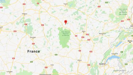 Capture d'écran&nbsp;géolocalisant la commune de Marmeaux, dans le département de l'Yonne.&nbsp; (GOOGLE MAPS)