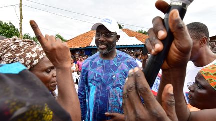 George Wah lors de sa campagne présidentielle à Monrovia (Liberia), le 8 octobre 2017. (ISSOUF SANOGO / AFP)