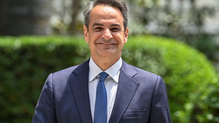 former conservative Prime Minister Kyriakos Mitsotakis, in Athens, May 22, 2023. (LOUISA GOULIAMAKI / AFP)