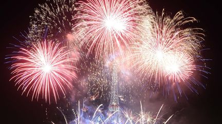 Le feu d'artifice du 14 juillet 2017, à Paris. (JEAN-SEBASTIEN EVRARD / AFP)