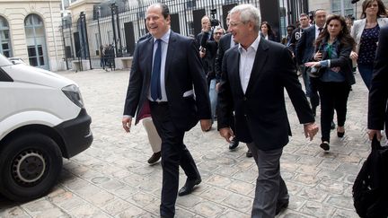 &nbsp; (Jean Christophe Cambadelis, Claude Bartolone arrivent  au Conseil national du Parti Socialiste samedi © Maxppp)