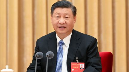 Le président chinois Xi Jinping prend la parole lors de la conférence centrale annuelle sur le travail rural à Pékin (Chine), le 23 décembre 2022. (RAO AIMIN / XINHUA / AFP)