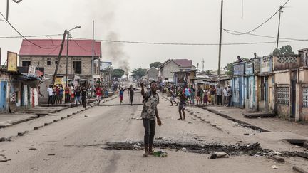 Manifestation&nbsp;d'opposants à Joseph Kabila, ici dans le quartier de Yolo à Kinshasa, le 20 décembre 2016. (EDUARDO SOTERAS / AFP)