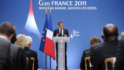 Nicolas Sarkozy lors d'une réunion du G20, le 26 septembre 2011. (ERIC FEFERBERG / POOL / AFP)