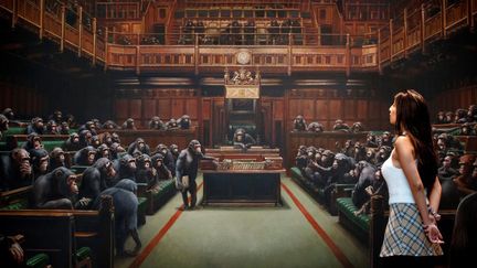 "Parlement décentralisé" ("Devolved Parliament") dans Banksy (TOLGA AKMEN / AFP)