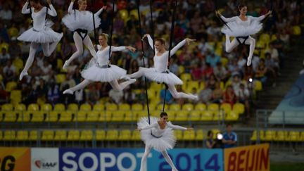 Un des tableaux de la cérémonie d'ouverture (YURI KADOBNOV / AFP)