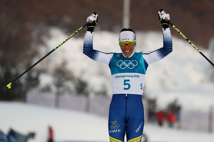 La skieuse suédoise Charlotte Kalla à Pyeongchang (Corée du Sud), le 10 février 2018. (ODD ANDERSEN / AFP)