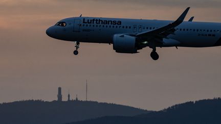 Un avion s'apprête à l'aéroport de Francfort (Allemagne), le 4 août 2021. (FRANK RUMPENHORST / DPA / AFP)