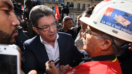 Jean-Luc Mélenchon à Marseille,&nbsp;le&nbsp;12 septembre 2017. (ANNE-CHRISTINE POUJOULAT / AFP)