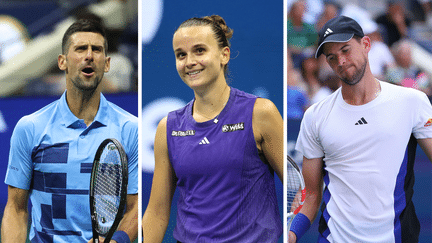 Novak Djokovic, Clara Burel et Dominic Thiem au premier tour de l'US Open 2024. (AFP / SIPA)