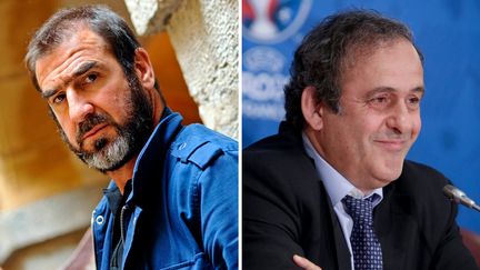 A gauche, Eric Cantona en juin 2011 &agrave; Lyon ; &agrave; droite, Michel Platini en avril 2014 &agrave; Paris. (  MAXPPP)