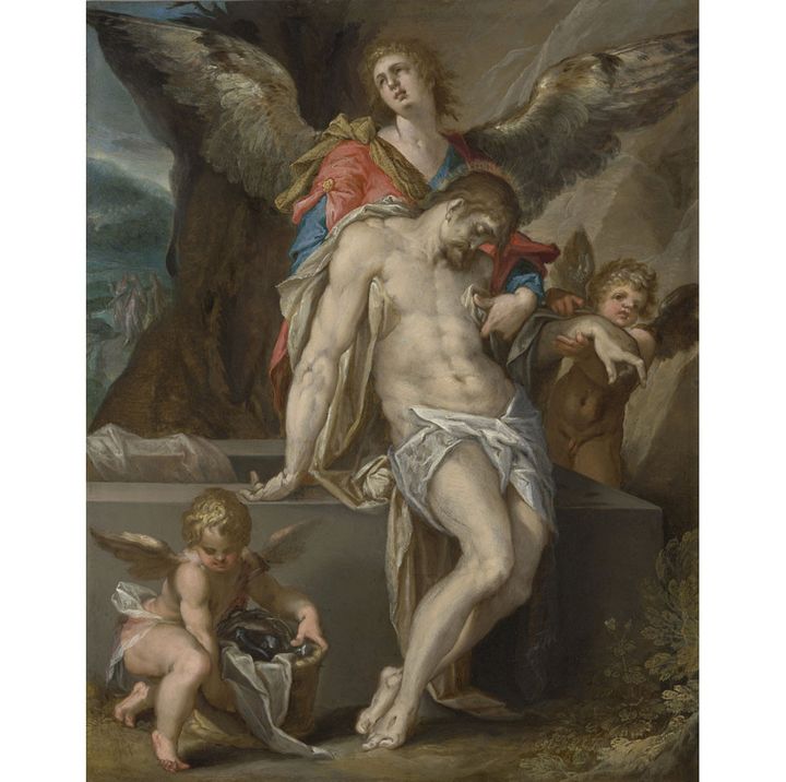 "Le Christ mort soutenu par les anges" de Bartholomeus Spranger, offert par le marchand d'art Bob Haboldt au Rijksmuseum d'Amsterdam en hommage aux victimes du Covid-19 (© CAROLA VAN WIJK / RIJKSMUSEUM / AFP)